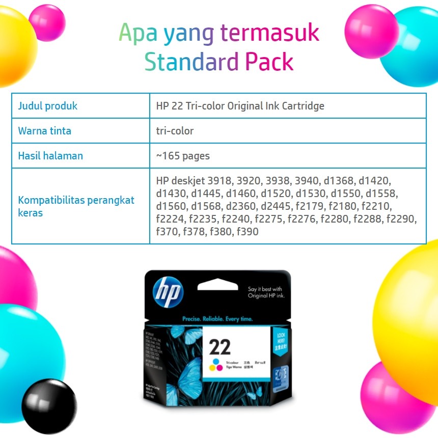 CARTRIDGE HP 22 COLOR (RESMI)