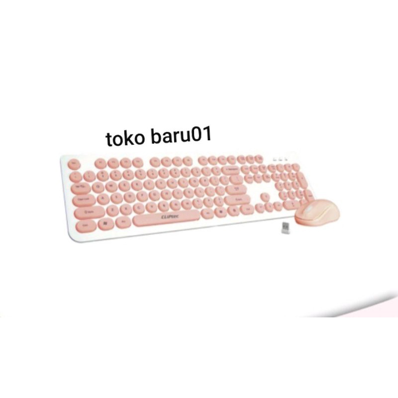 keyboard wireless CLIPtec - RZK340 / Young Air Wireless Keyboard and Mouse Combo Set (warna biru putih pink) Big sale