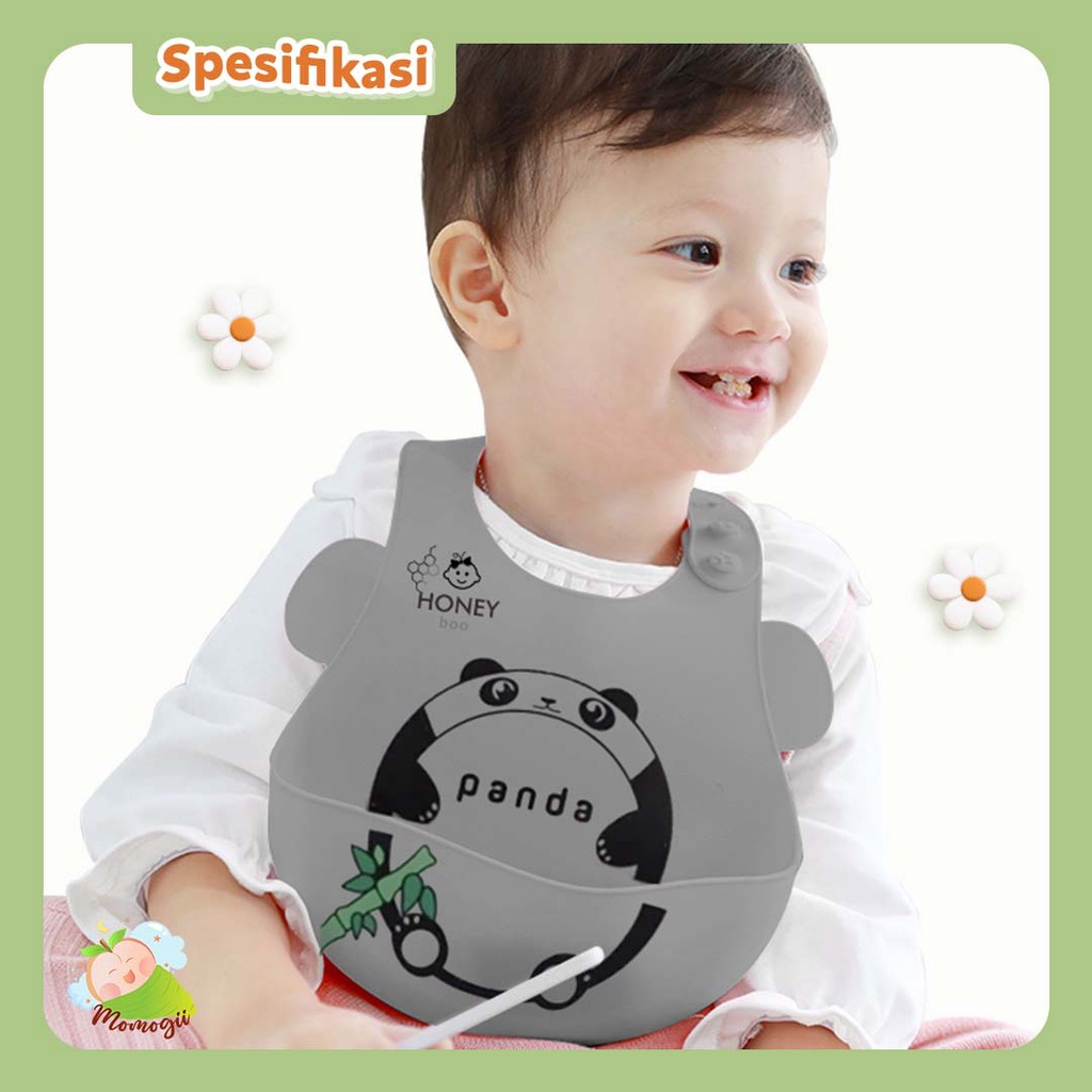 MOMOGII Celemek Makan Bayi Slaber BIB Slabber Full Silikon