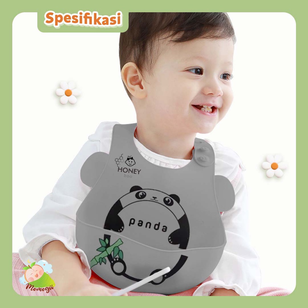 MOMOGII Celemek Makan Bayi Slaber BIB Slabber Full Silikon