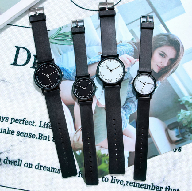 Jam Tangan Couple /Jam Tangan Digital Pria/Quartz Kulit Pasangan Pria Wanita Putih dan Hitam Jam Couple