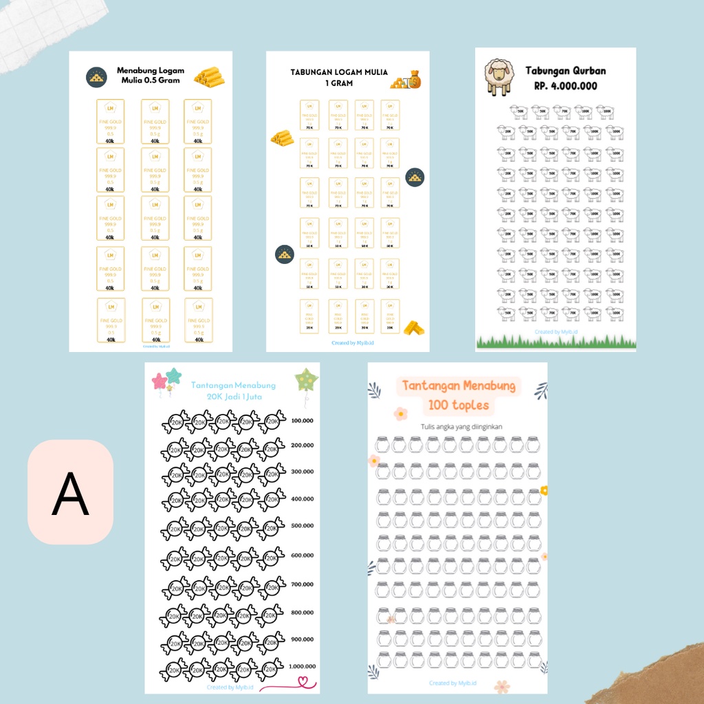 

Tantangan Menabung Kertas Binder Size A6 | Sinking Fund | Printtable