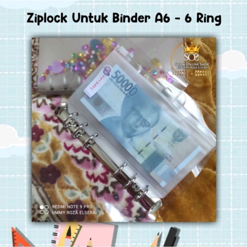 

Zipper Untuk Binder A6 tanpa binder | PVC Ziplock Binder A6 - 6 Ring