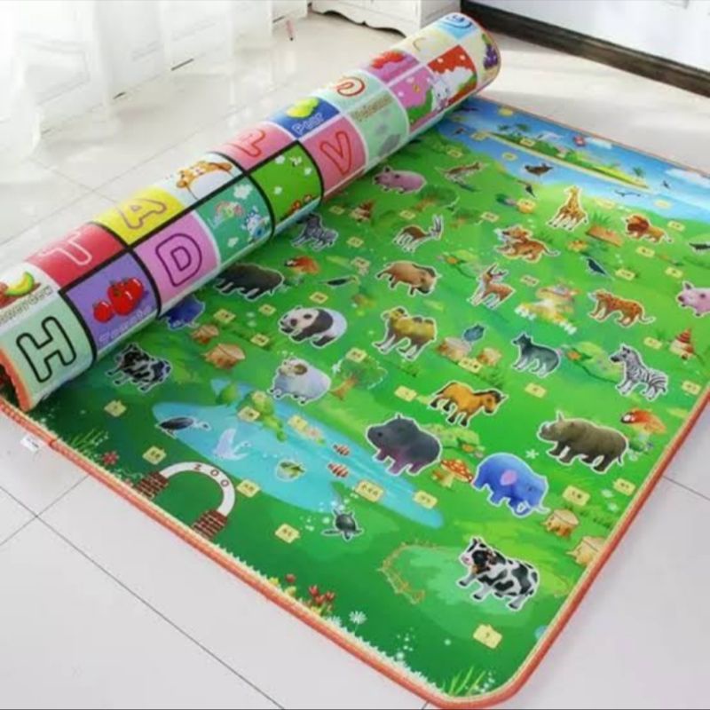 tikar Foam tebal motif 2 sisi/tikar picknik/tikar tidur 120x180