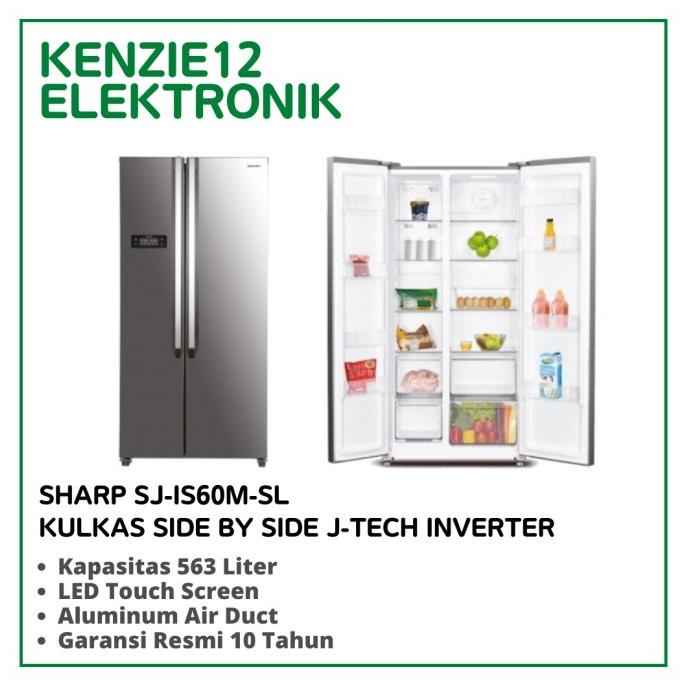 kulkas side by side SHARP SJ-IS60M-SL kulkas inverter