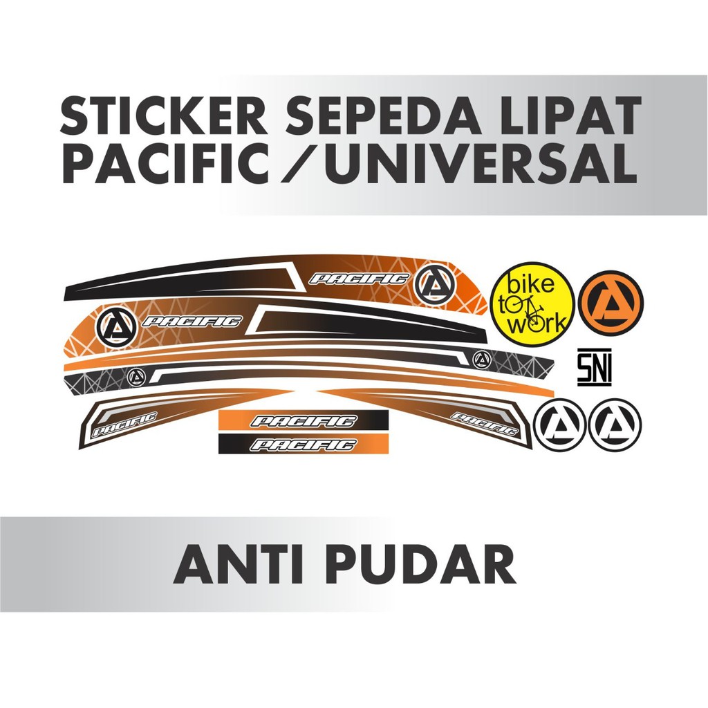 STICKER SEPEDA PACIFIC ORANGE HITAM