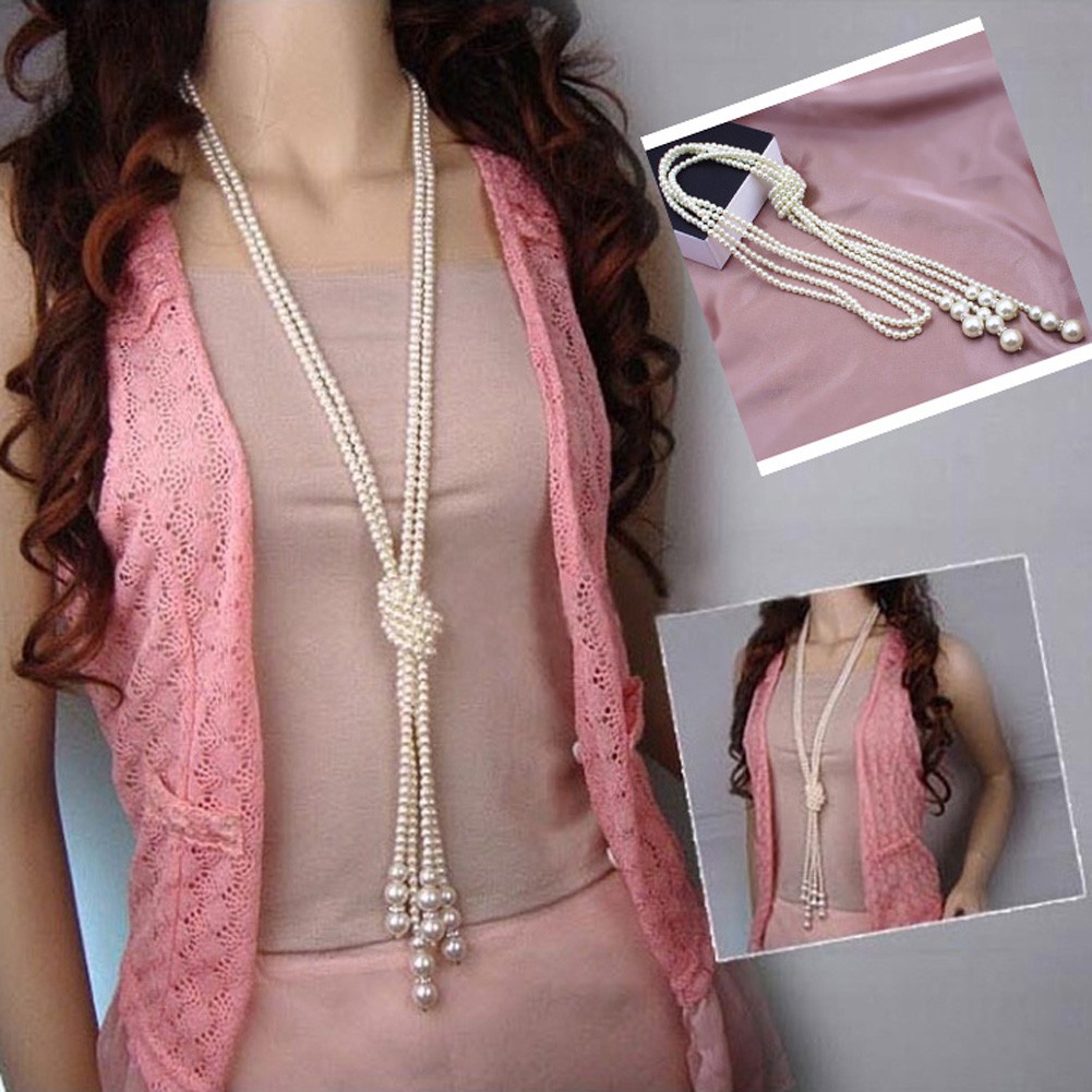 Fancycube Pearl multi-layer knotting sweater chain