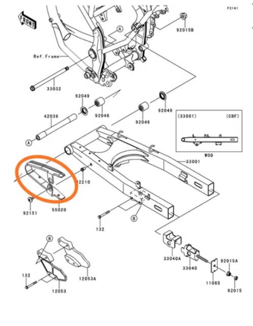 karet penahan rantai klx 150 original karet bantalan rantai klx arm standar