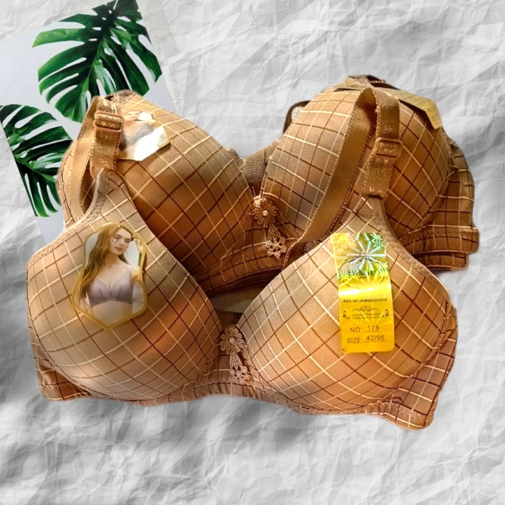 BRA BH WANITA IMPOR TANPA KAWAT MOTIF KOTAK
