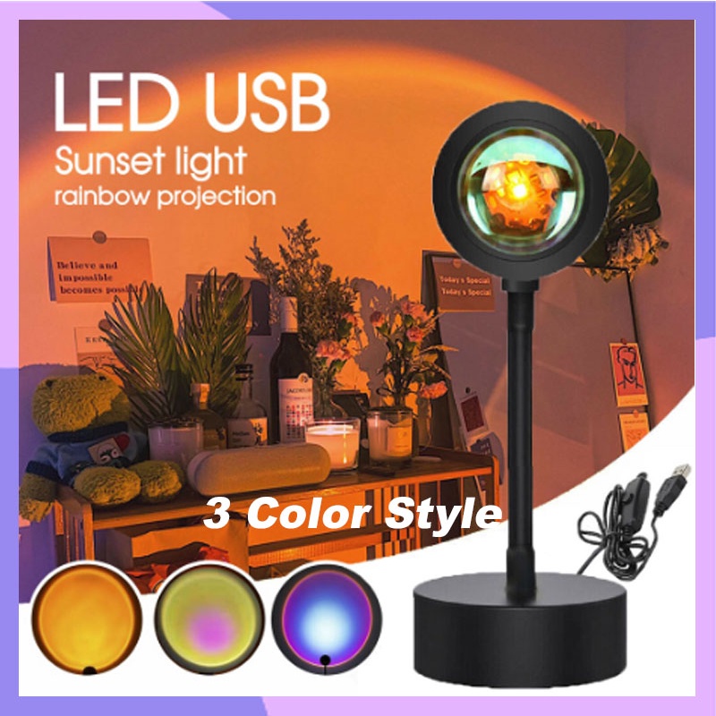 [BIG SALE] 360° Lampu Tidur Proyektor Led Motif Matahari Terbenam Warna