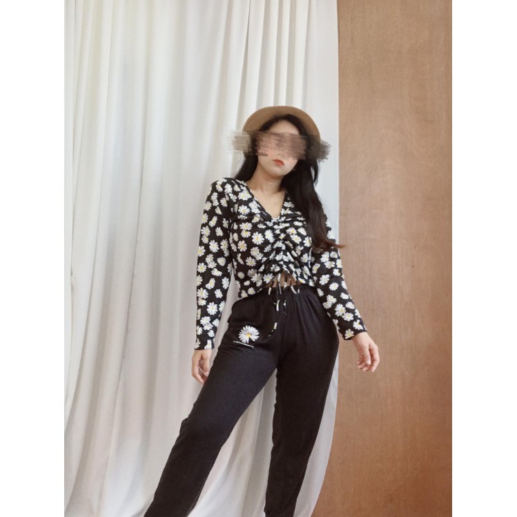 Atasan Baju Matari Serut Crop Top /  Blouse Wanita Crop Top Kekinian Murah Blus Korea Wanita Serut
