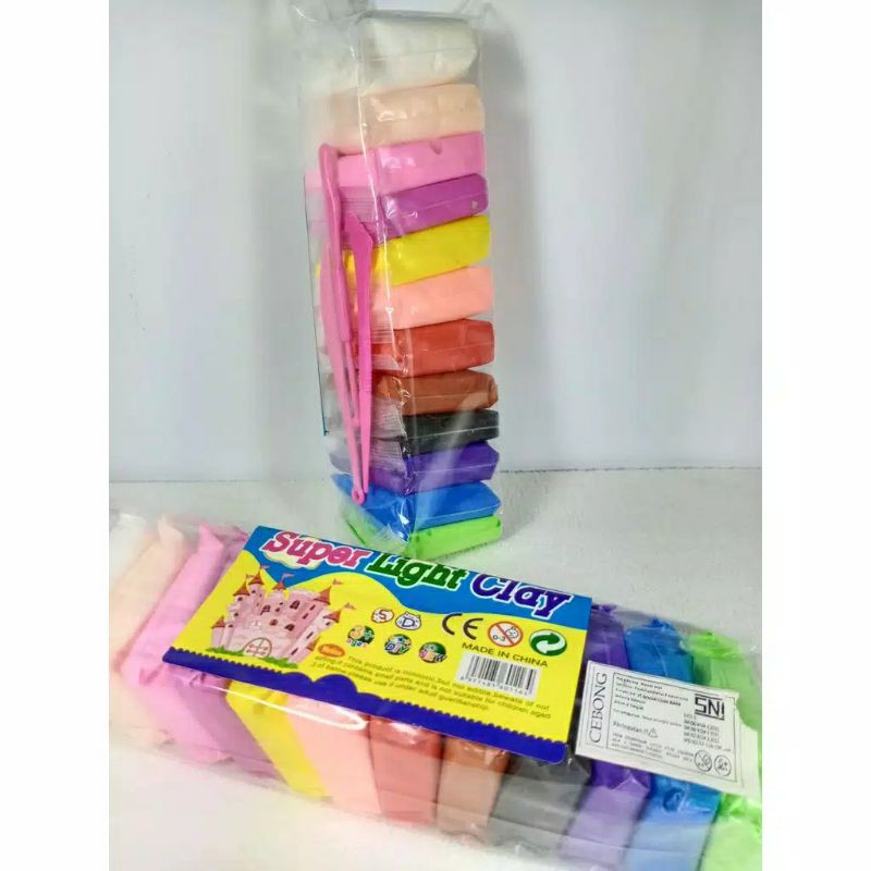 L2 Polymer Soft Clay isi 12 Warna Pelangi Rainbow | Mainan Edukasi Anak Bayi Balita Light Clay Cream