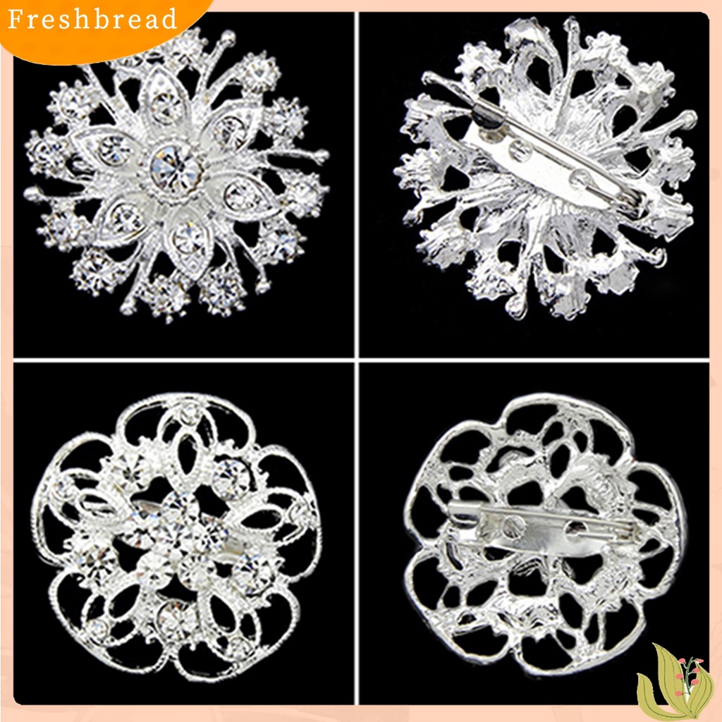 [ TERLARIS]Breastpin Shiny Anti-rust Women Flower Heart Rhinestone Brooch Pin for Wedding