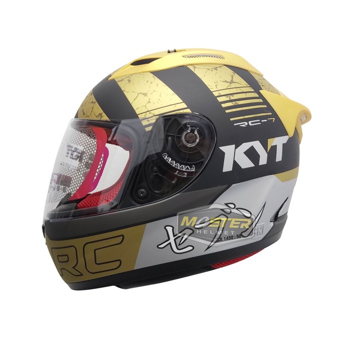 HELM FULL FACE KYT RC7 RC-7 RC SEVEN MOTIF #17 BLACK GOLD DOFF