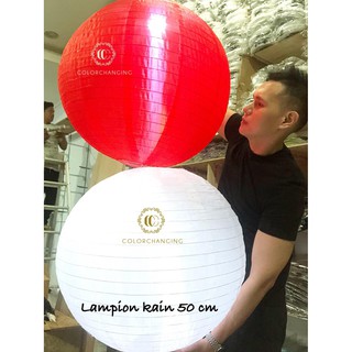 Jual Lampion kain jumbo outdoor 50 cm merah putih HUT RI 17 agustus