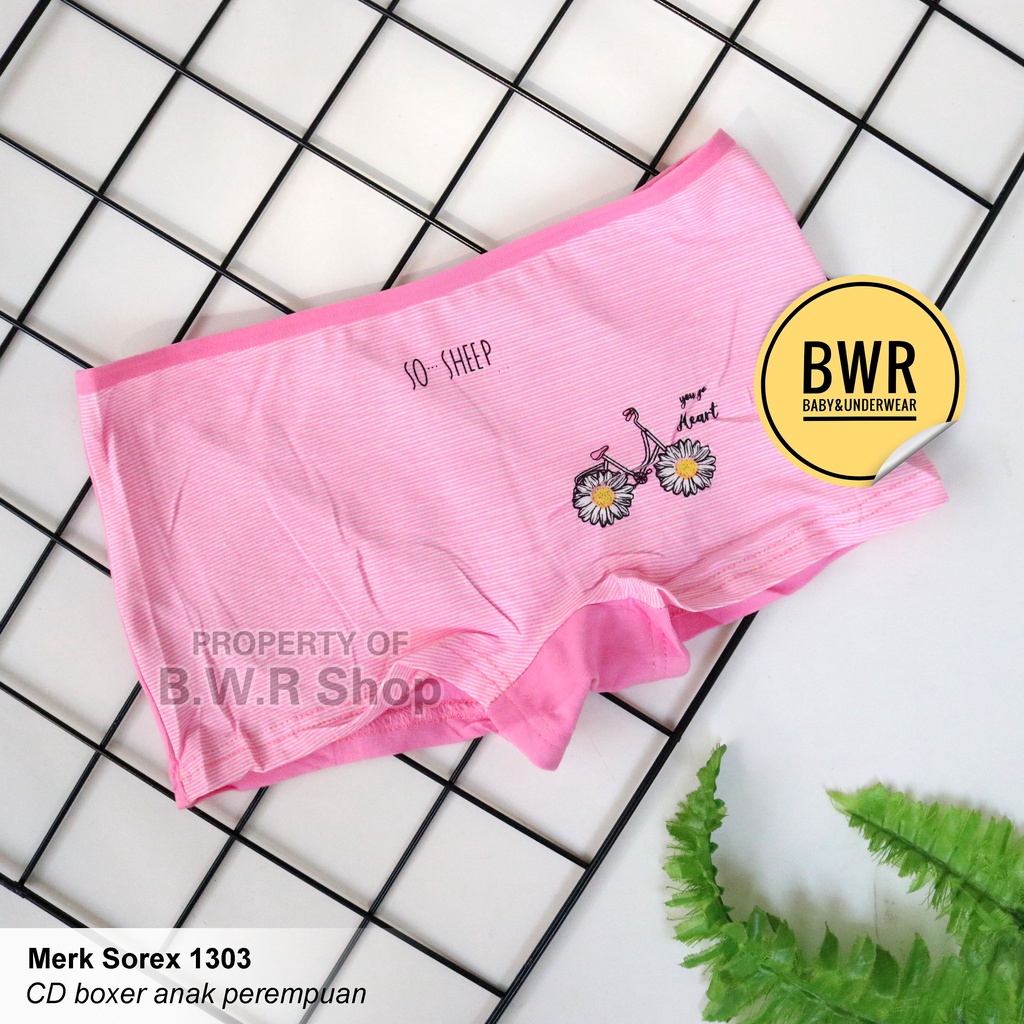 [ 6pc ] CD Boxer Sorex 1303 Heart Salur Speda | Celana Dalam Boxer Anak Perempuan 1303 - Bwr