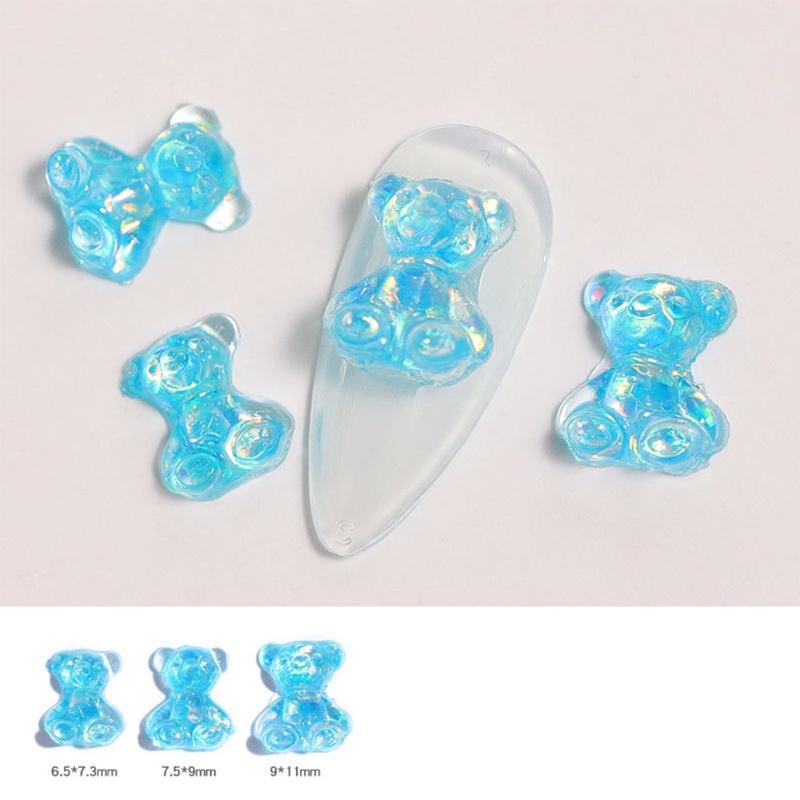 Siy 3pcs Ornamen Beruang 3d 3 Ukuran Bahan Resin Untuk Dekorasi Nail Art Diy