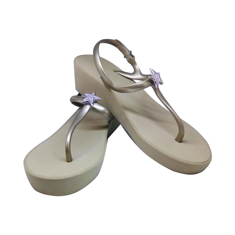 Popits Sling Back Wedge 5cm Sand Gray Sandal Popits Original
