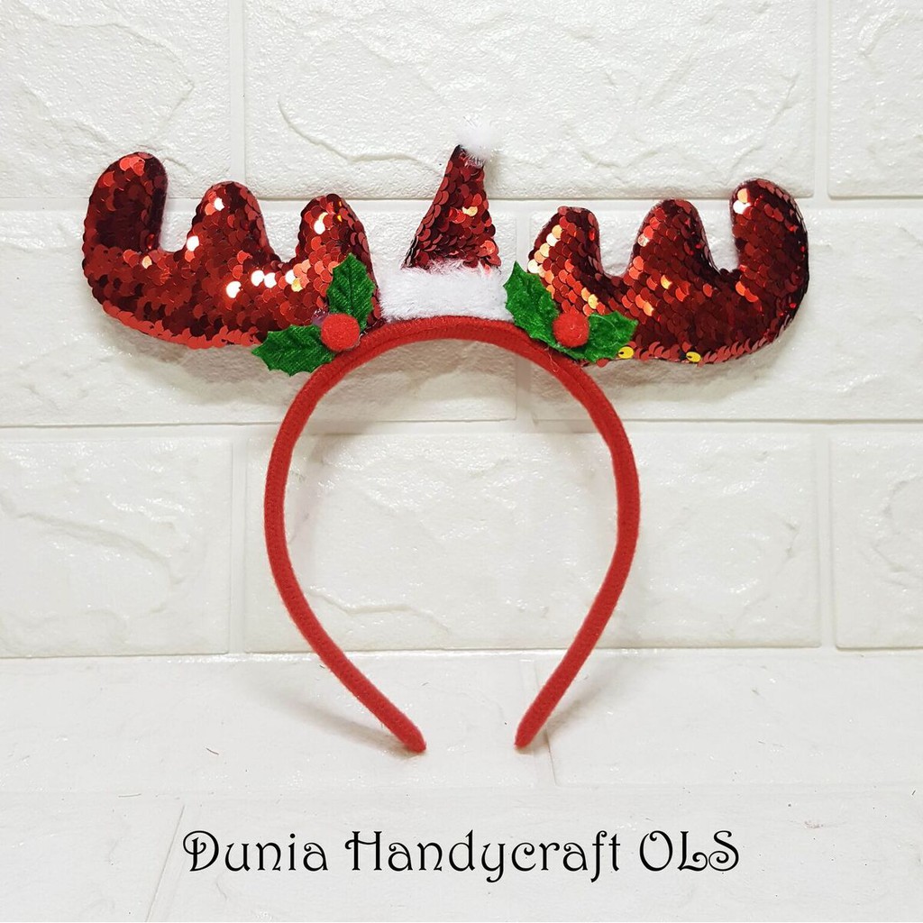 Bando Natal Rusa Tanduk Payet Bando Xmas Perayaan Pesta