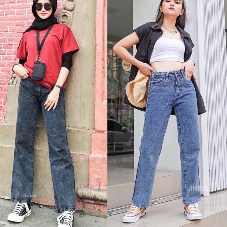 Highwaist Loose Jeans  Belt Snow Black & Snow Blue 7K5