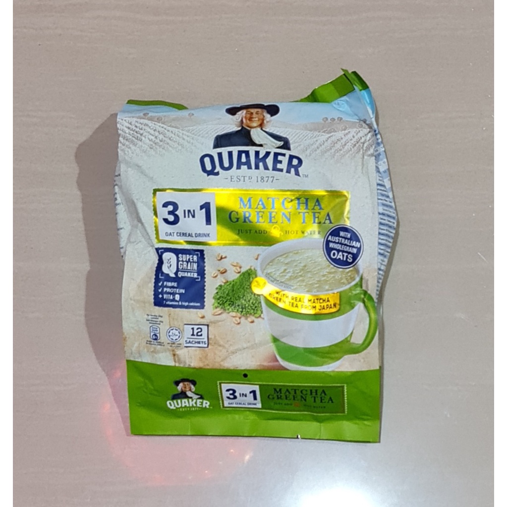 Oat Cereal Drink Quaker 3in1 Matcha Green Tea 12 x 28 Gram