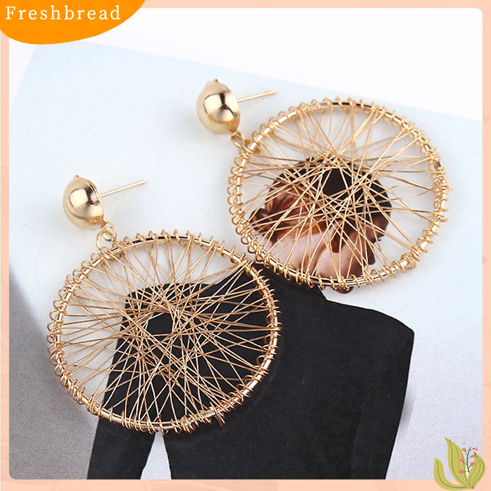 Fresh| Anting Tusuk Gantung Desain Lingkaran Geometri Untuk Wanita