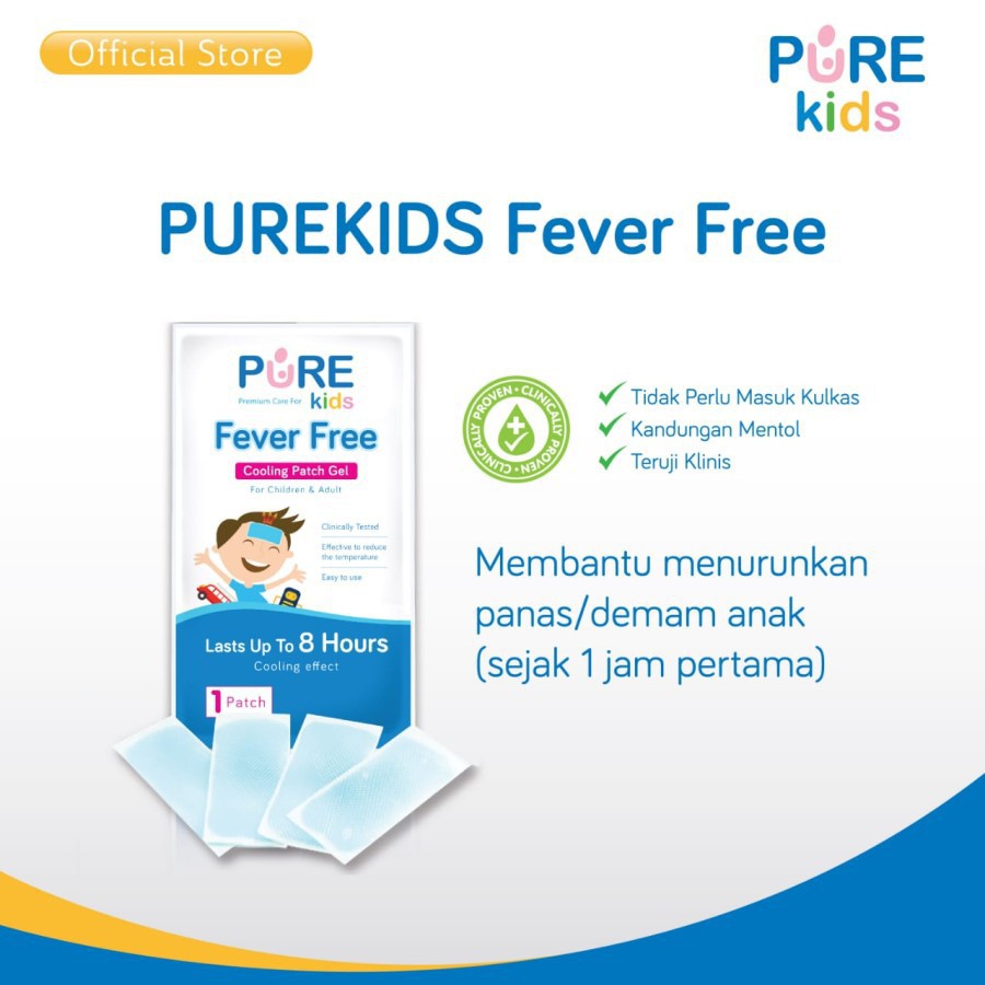 Pure Kids Plester Kompres Pereda Pereda Panas Demam Anak Fever Free Cooling Patch Gel