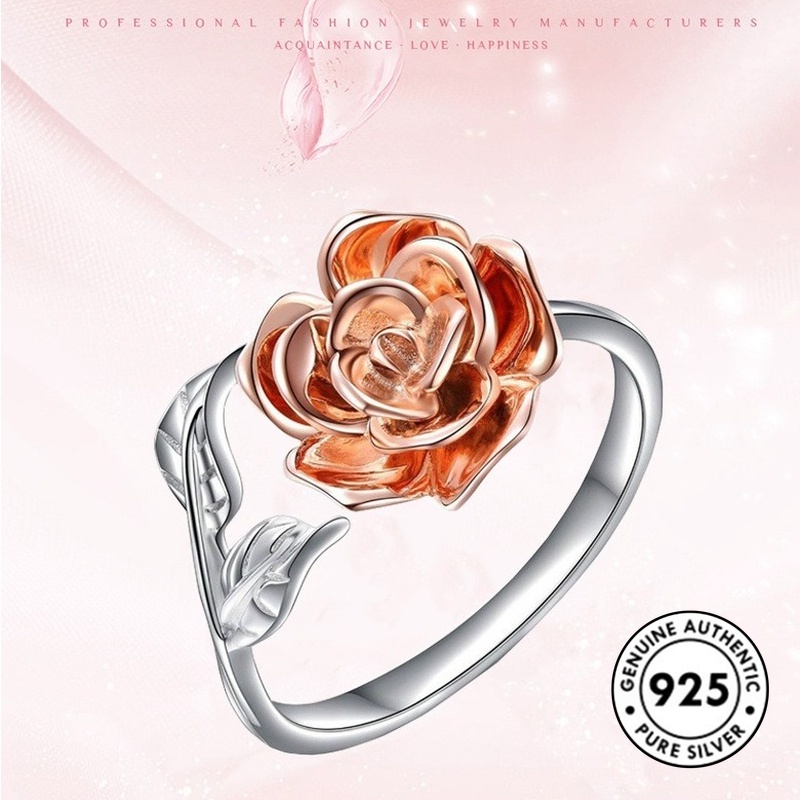 Cincin Sterling Silver 925 Model Terbuka Warna Rose Gold Untuk Wanita