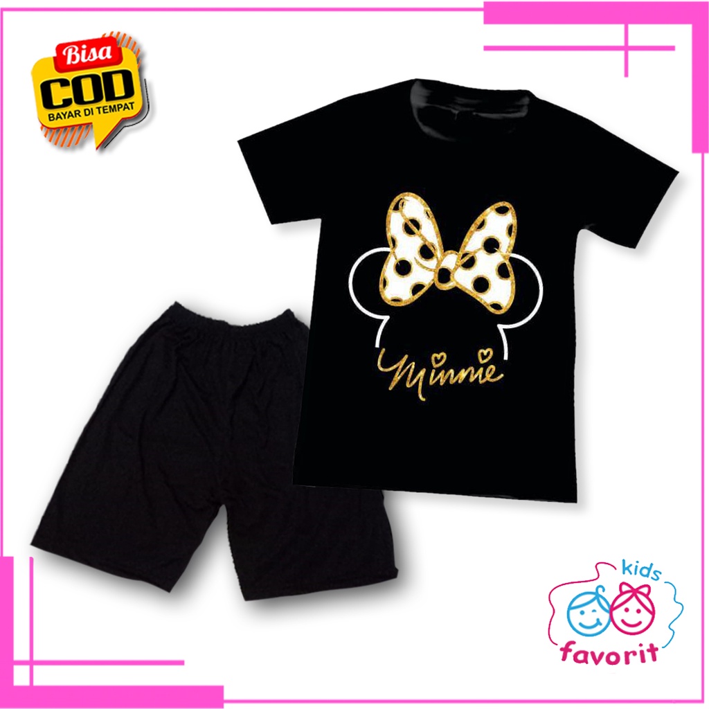 Favorit kids setelan anak perempuan gambar pita hitam | baju anak cewek motif cartoon