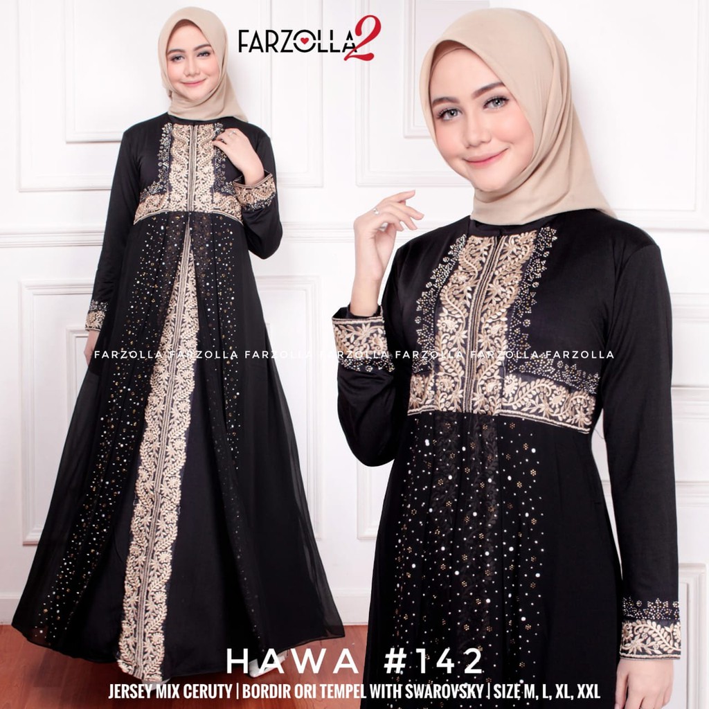  Hawa Seri 142 Gamis  Bahan Jersey Mix Ceruty Wanita 