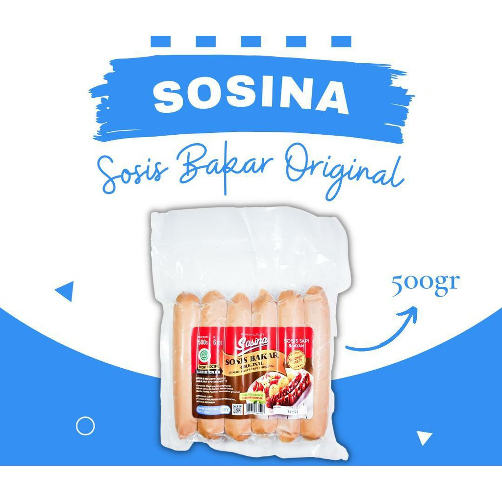

ADDRIELLA - SOSINA SOSIS BAKAR ORIGINAL JUMBO 500gr | SOSINA/FROZENFOOD/FROZENFOOD MURAH
