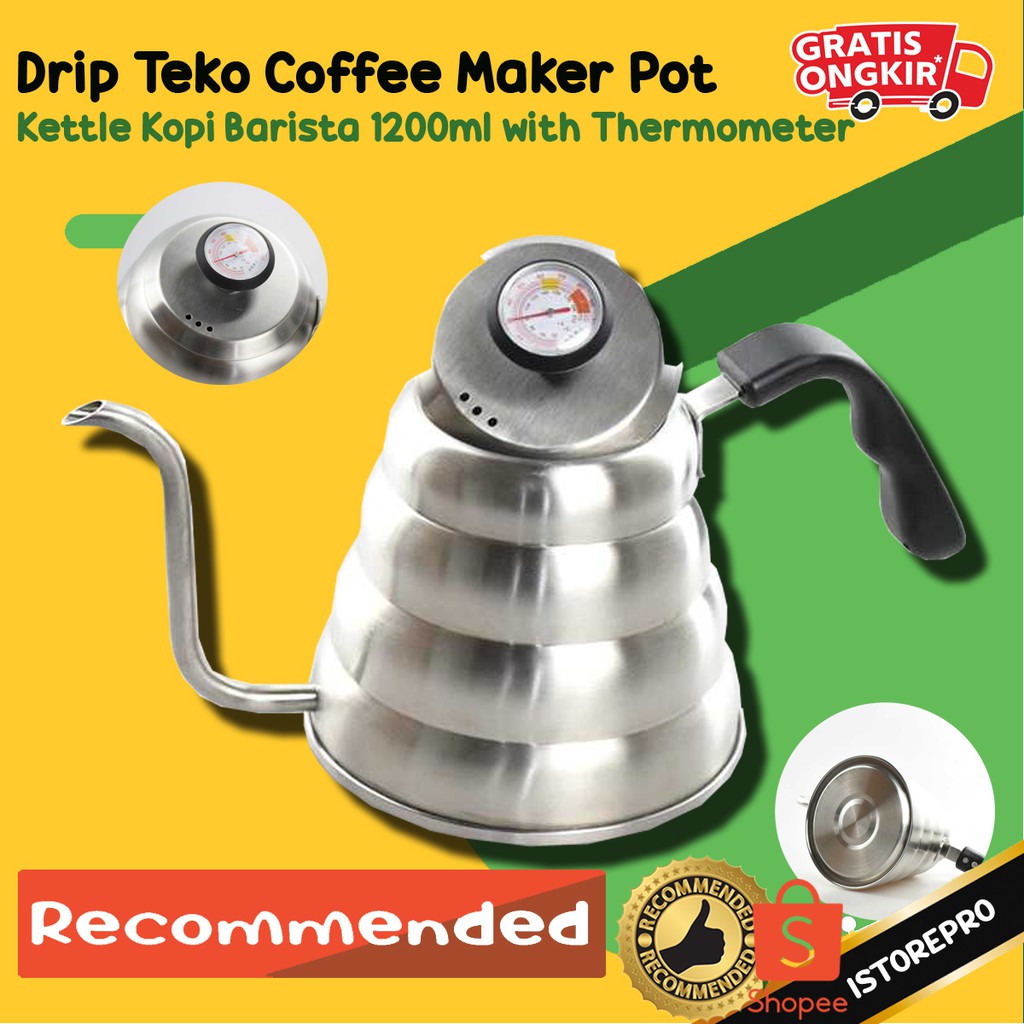 Teko Kopi Leher Angsa Barista Ketel Kopi V60 Drip Coffee Kettle Termo