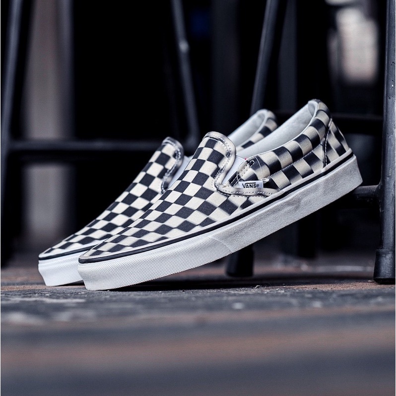 VANS SLIP-ON BLURR CHECKERBOARD BLACK/WHITE ORIGINAL 100%