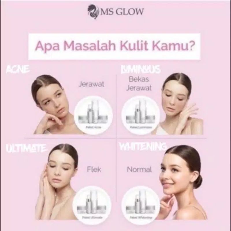 MS GLOW ALL PAKET WAJAH / WHITENING SERIES / ACNE SERIES / ORIGINAL 100%