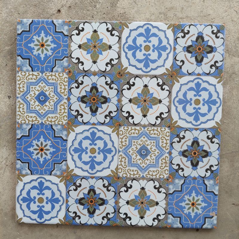 KERAMIK LANTAI DINDING VINTAGE BATIK KIA ZIYA BLUE 40X40 KW1