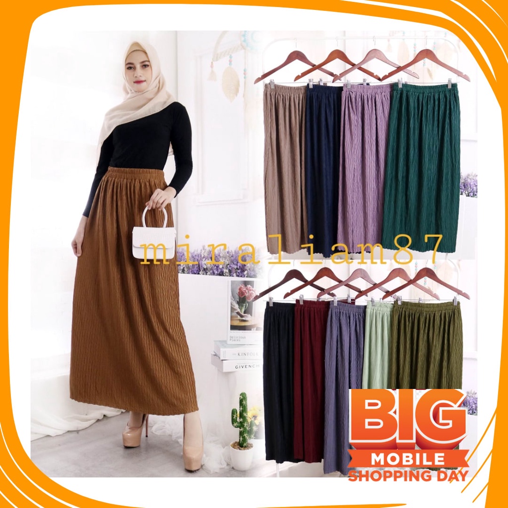 Bawahan remaja Anak Sekolah Kuliah Dewasa Street /  Rok panjang Plisket Padi {zig-zag} Rok Lurus pan