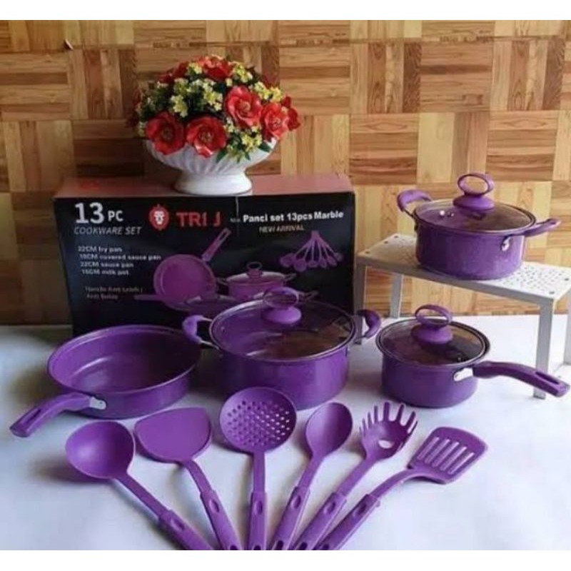 panci set tri j 13 pcs bahan marble