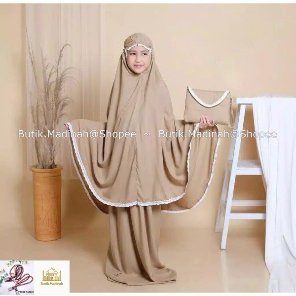 BUTIK.MADINAH MUKENA ANAK TANGGUNG SHEILA BALI POLOS RENDA