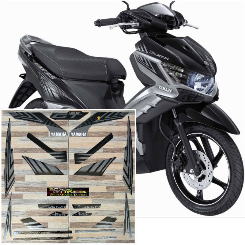 striping original Yamaha Xeon GT 125 hitam silver tahun 2014 2015