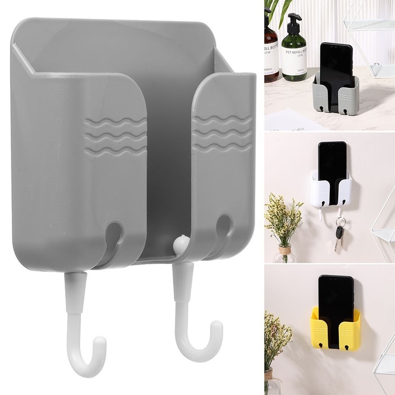 Home Wall Mounted With Hook Nail-Free Space Saving Storage Box/ Remote Control Mounted Mobile Phone Plug Wall Holder