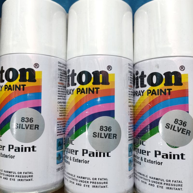 Pilok Cat Diton Silver 836 Per 1 Dus / 12 klg Abu Abu Perak 150cc Harga Per 1 Dus (12) Cat Semprot Diton 150cc Pilok Diton Pilox Diton Cat Diton 150cc