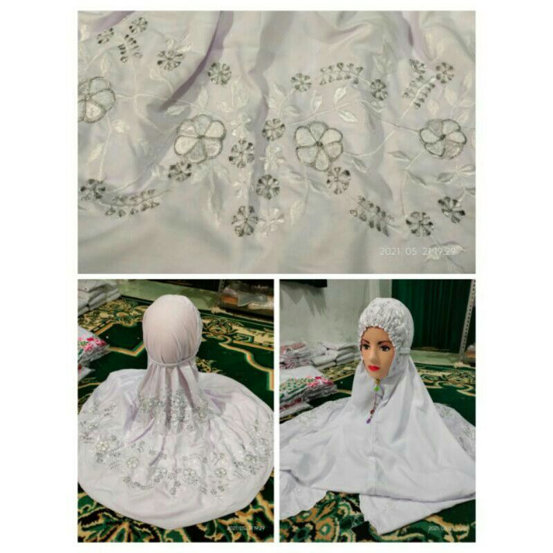 Mukena polino bordir putih