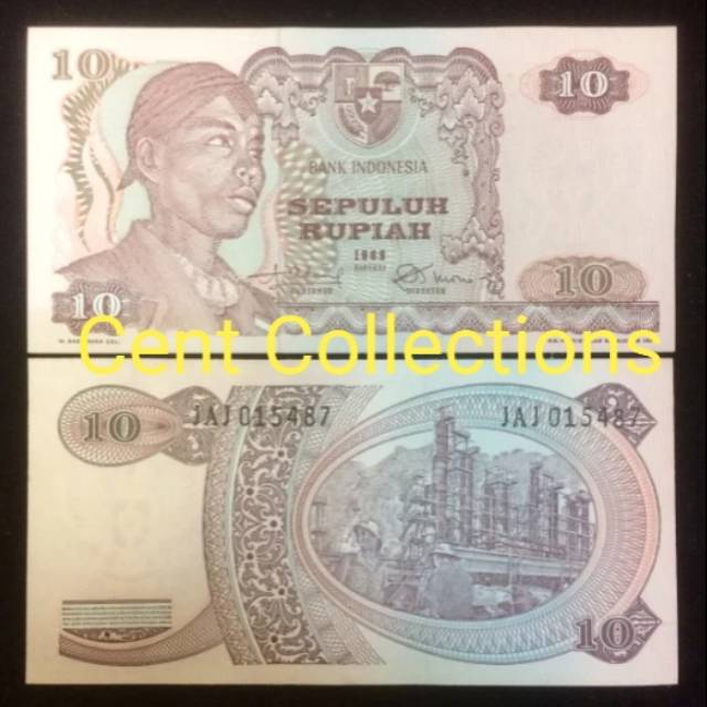 1 Lembar 10 Rupiah Seri Sudirman Tahun 1968 / Uang Kuno Indonesia / Hobi