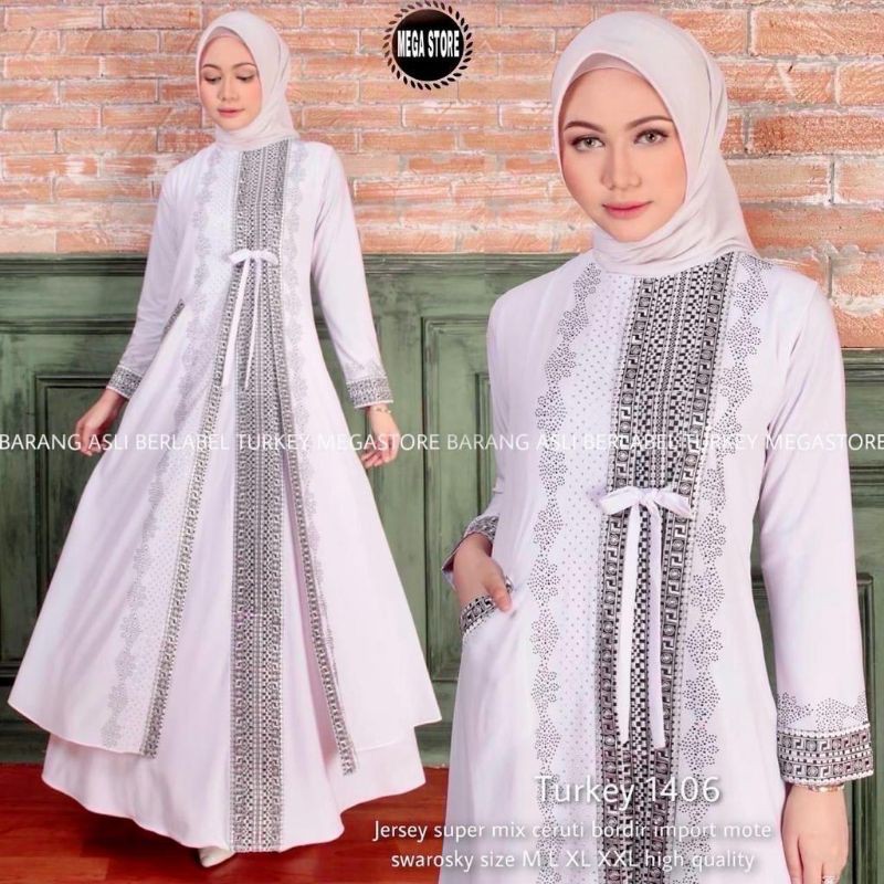 GAMIS MODERN / GAMIS TURKI / GAMIS TERBARU MURAH KEKINIAN / GAMIS  SYARI JERSEY / GAMIS HITAM BORDIR