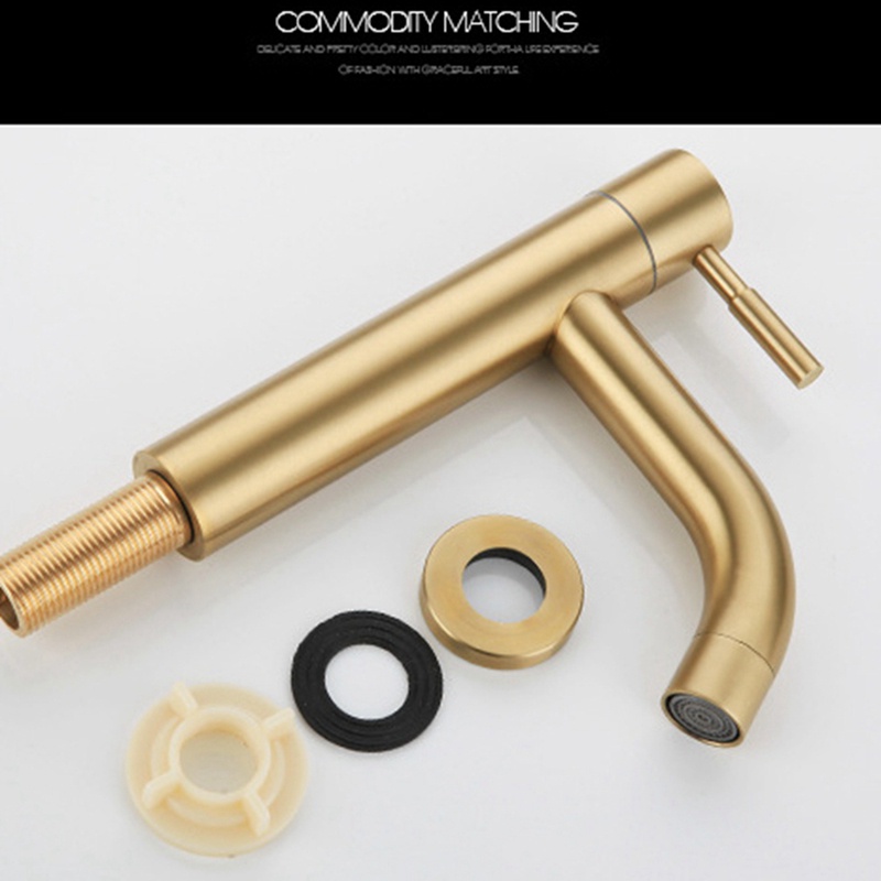 Brush Gold Single Cold Basin Faucet 304 Material Basin Mixer Bathroom Sink Faucet Water Wash Mixer Tap-A