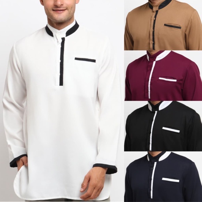 SAVIQ OXFORD baju koko kurta pakistan pria lengan panjang