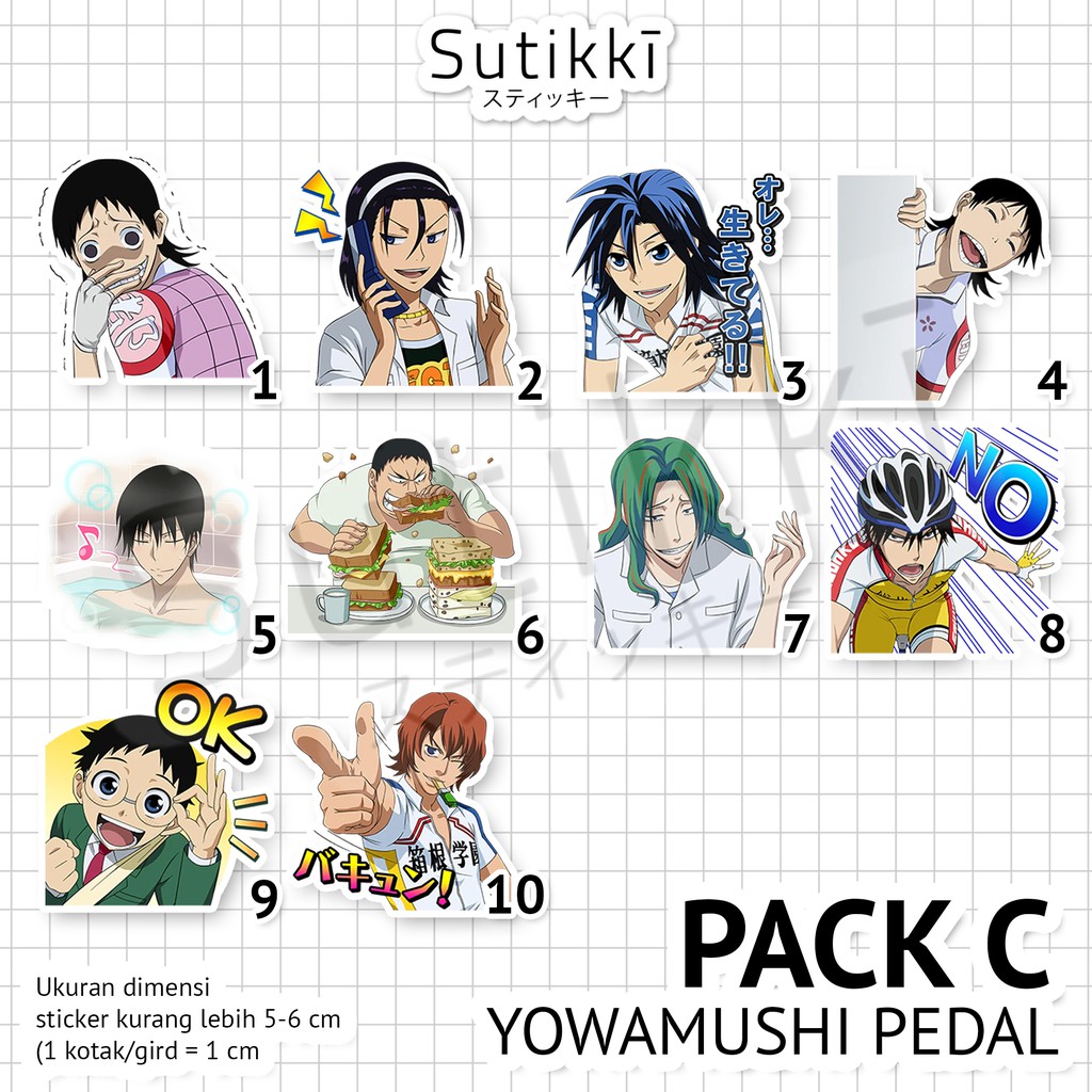 Sutikki | Sticker Pack Yowamushi Pedal Mood |  Die Cut Vinyl Stiker Laptop Gambar Tempel Anime Manga