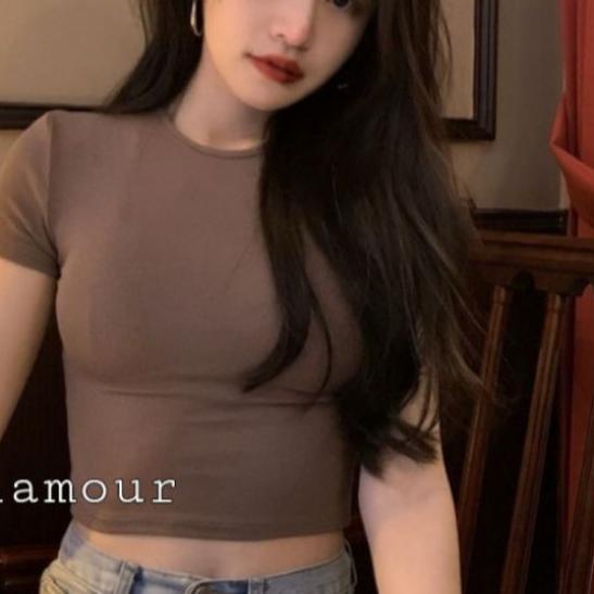 ✦ Glamour - kaos Crop Top Polos Kaos Wanita Crop Tee Press Body CT 001 (S,M,L,XL) ☻