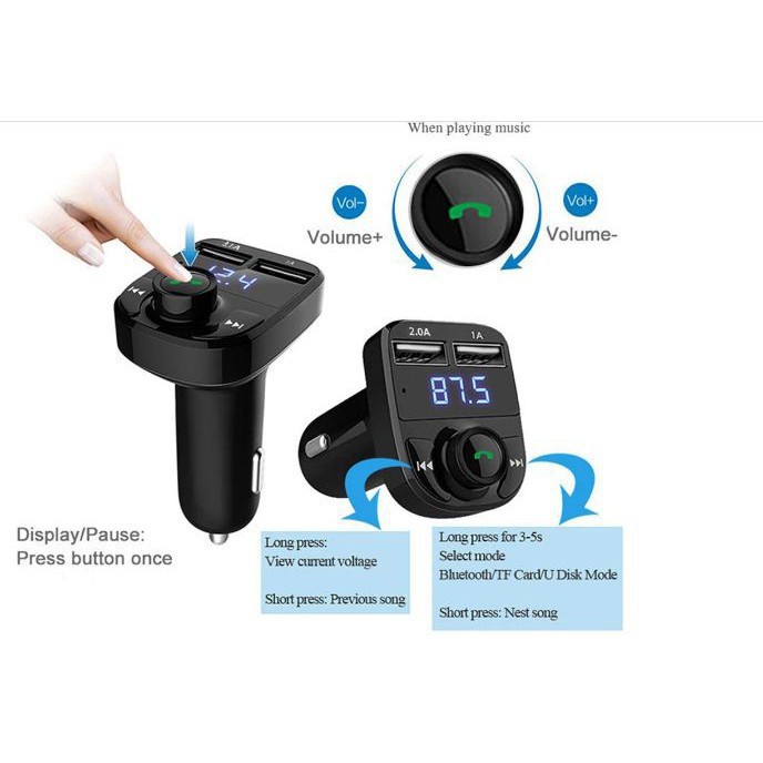 Car Charger  Bluetooth mobil  2 Port USB Modulation MP3 Transmitter Dengan bluetooth mobil ORIGINAL 3.1 Amper