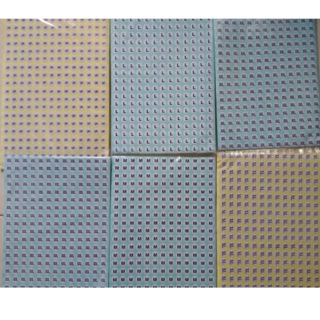 

Label size baju